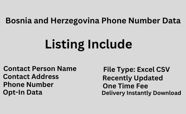 波斯尼亚和黑塞哥维那电话号码数据